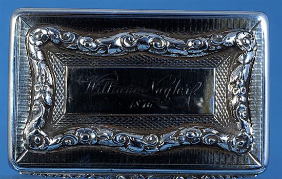 An early Victorian silver snuff box, by Francis Clark, Length 83mm Weight: 4.2oz/131grms